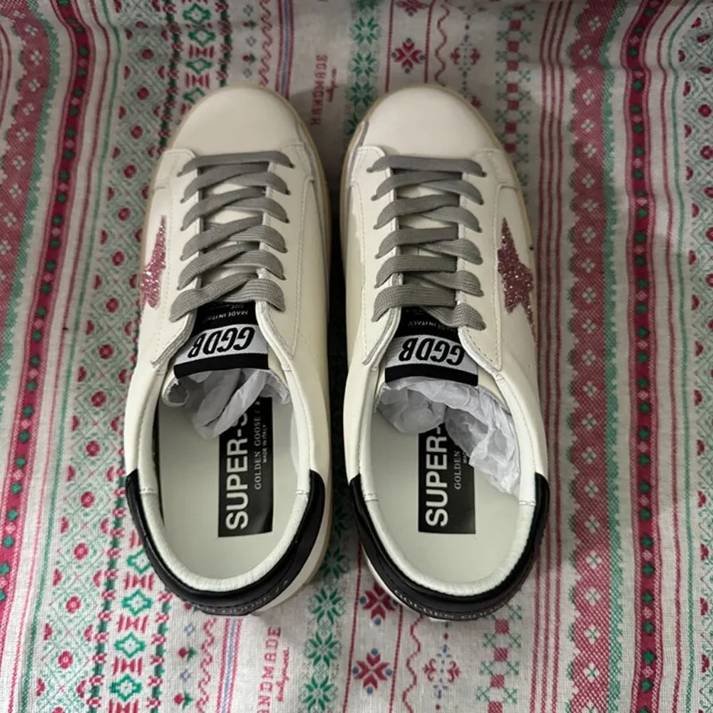 Golden Goose Pink Suede Stars And Pink Glitter Shoes - Picture 8 of 9